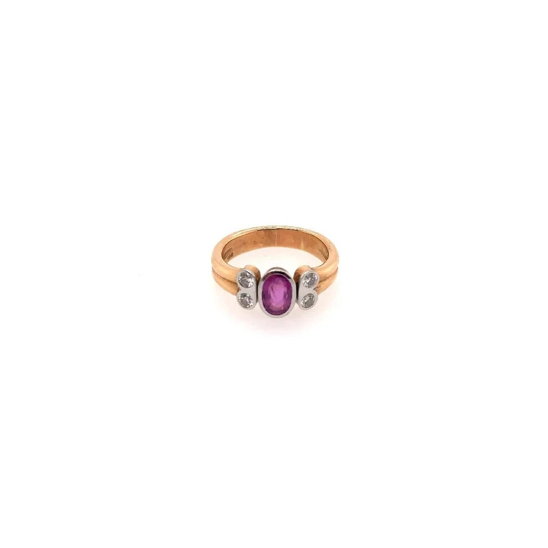 Ring Bicolor Gold 585 mit Rubin & Brillanten