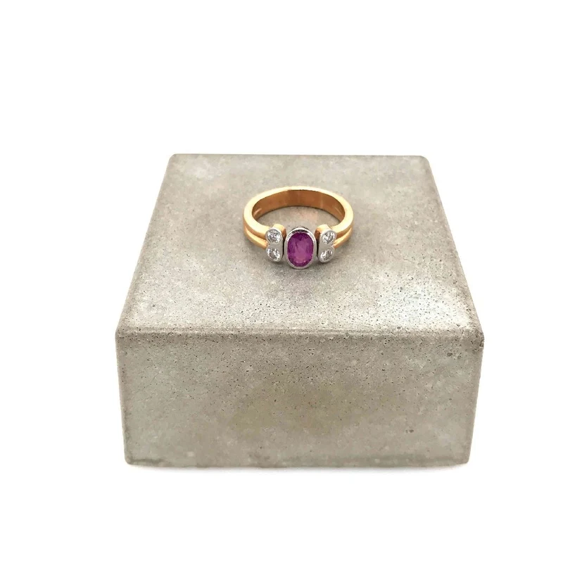 Ring Bicolor Gold 585 mit Rubin & Brillanten
