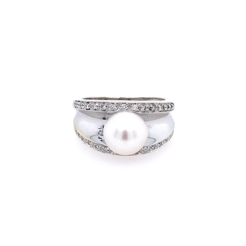 Ring Weissgold 750 mit Perle & Brillanten