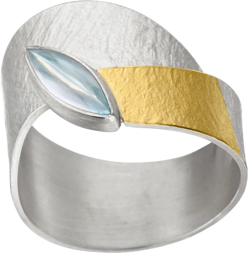 925er Silber Ring feingoldbelegt MANU R1160TO