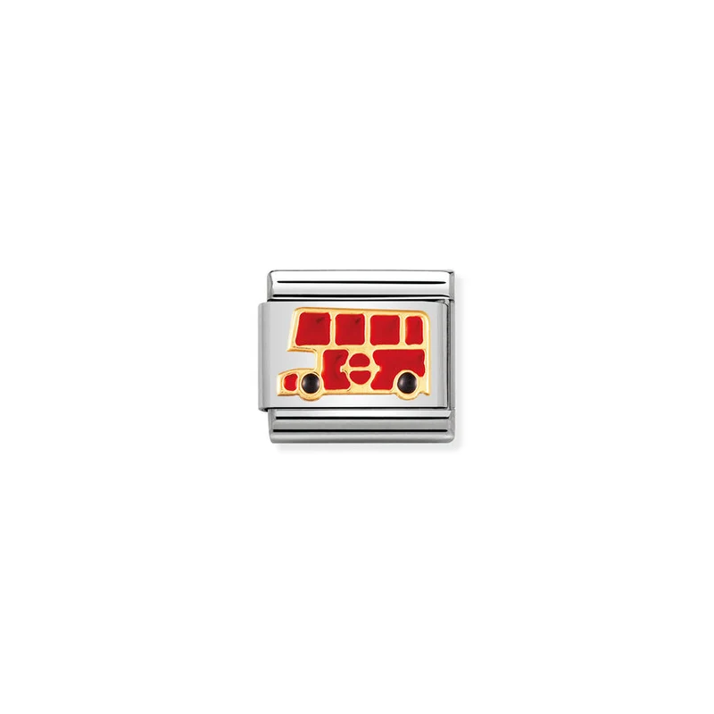 Classic Gold and Enamel London Bus Travel & Flag Charms