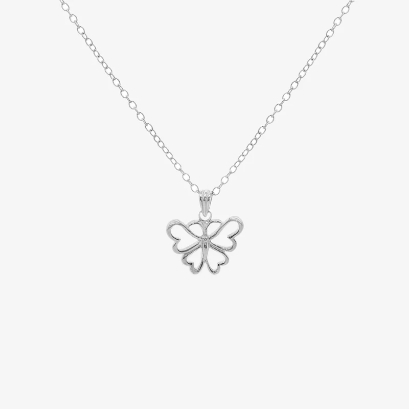 Silver Openwork Butterfly Pendant Necklace