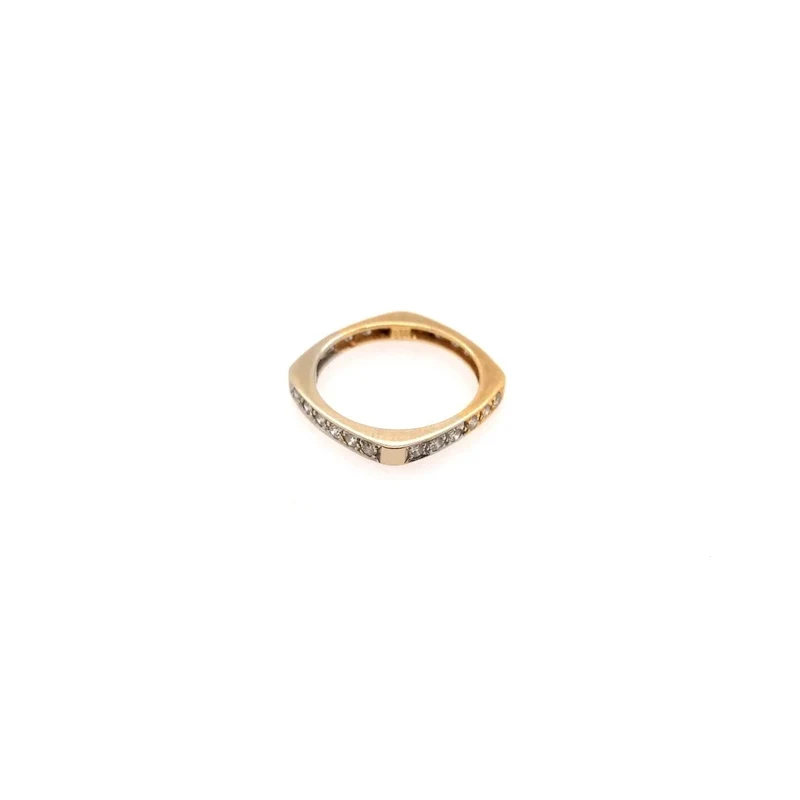 Quadratischer Ring Bicolor Gold 750 mit Brillanten