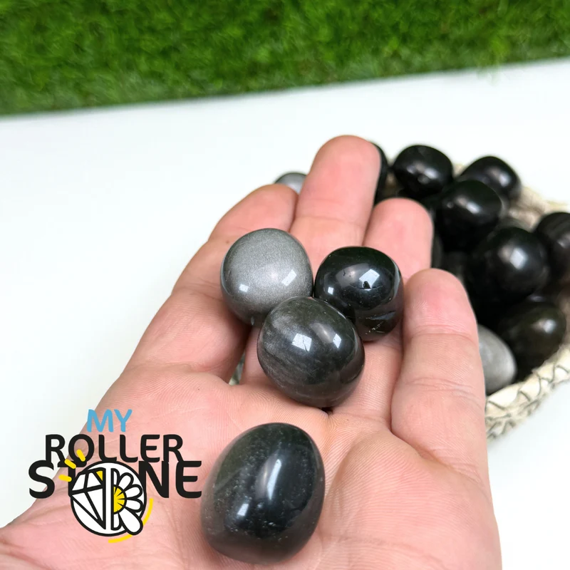 Getrommelte Silber-Obsidiansteine