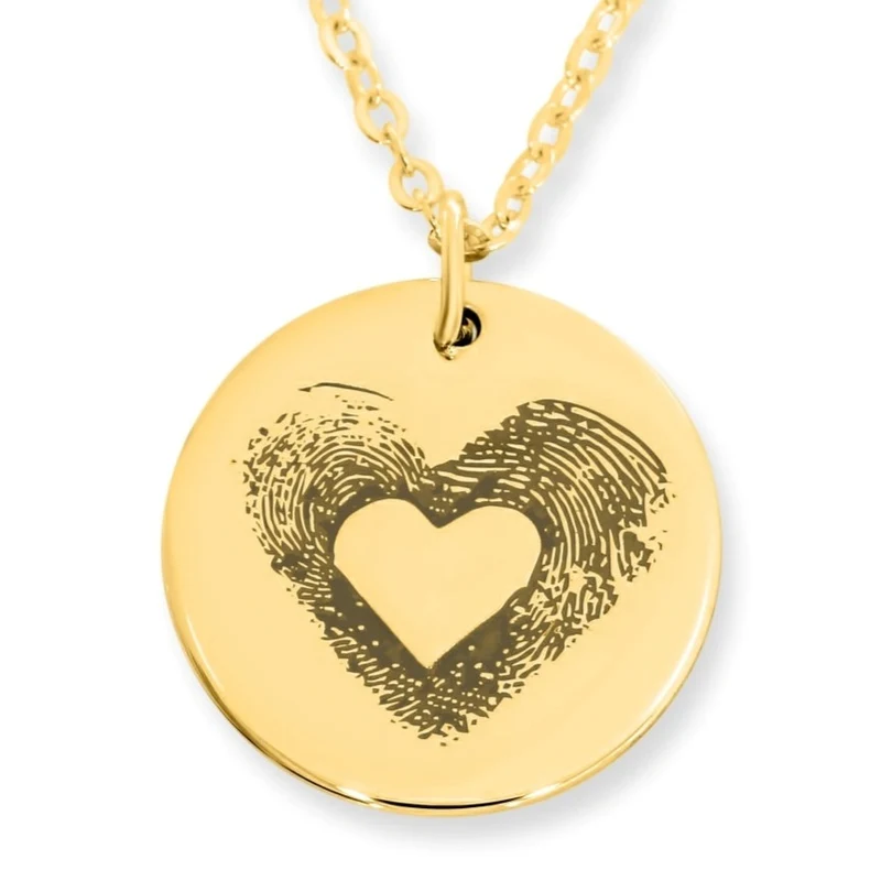 SCHMUCK MIT FINGERABDRÜCKEN KETTE ANHÄNGER GRAVUR FINGERABDRUCK GOLD