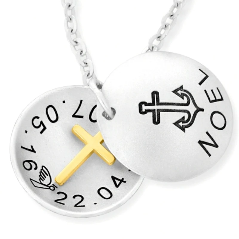 TAUFE MEDAILLON KETTE MIT WUNSCHGRAVUR TAUFKETTE MIT KREUZ TAUFSCHMUCK JUNGE