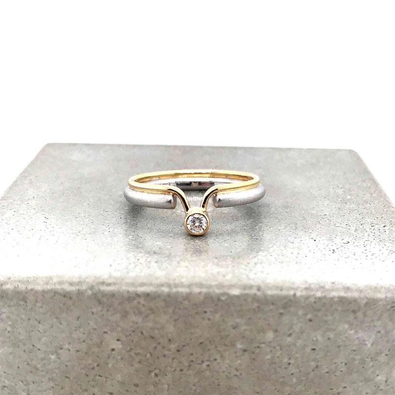 Platin Ring Bicolor mit Brillanten