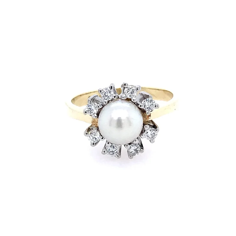 Ring Bicolor Gold 585 mit Perle & Brillanten