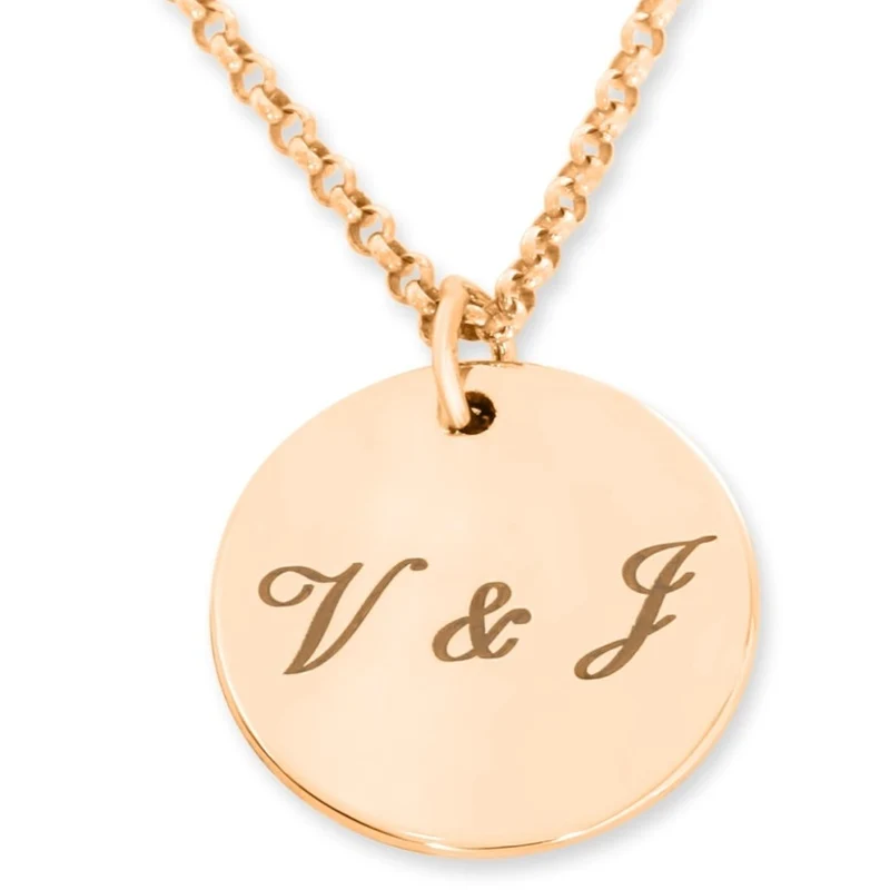 BUCHSTABEN KETTE ANHÄNGER RUND MIT INITIALEN 925 SILBER ROSÉGOLD HALLSKETTE DAMEN