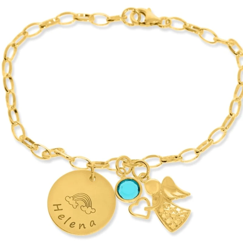 KINDERARMBAND MIT GRAVUR GOLD ARMBAND KINDER MÄDCHEN SCHMUCK EINSCHULUNG GEBURTSTAG