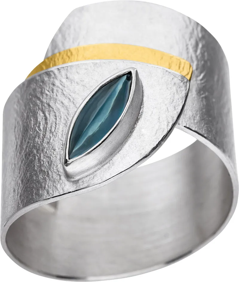 925er Silber Ring feingoldbelegt MANU R1193TL