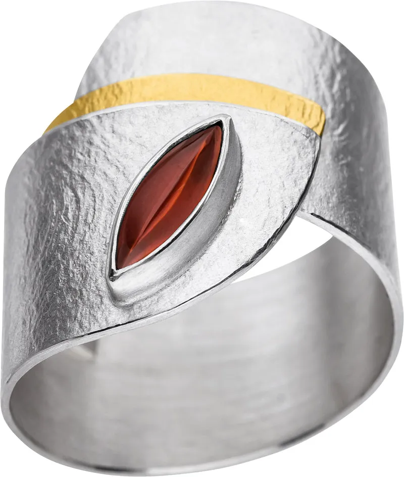 925er Silber Ring feingoldbelegt MANU R1193GT