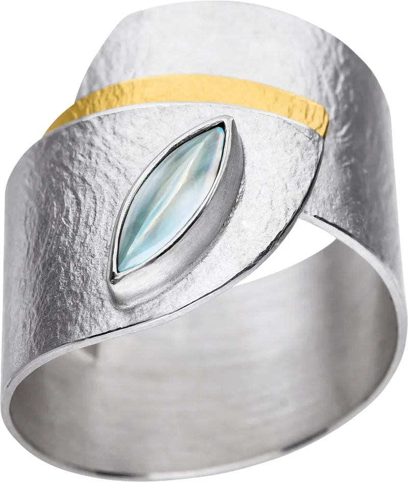 925er Silber Ring feingoldbelegt MANU R1193TO