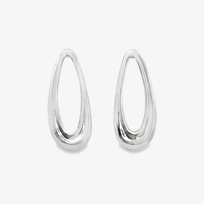 Silver Loop Drop Chunky Stud Earrings