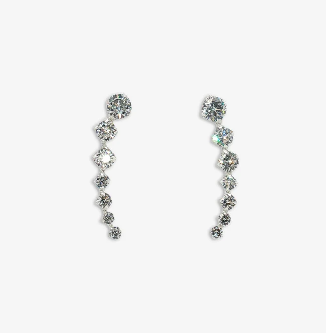 Silver & CZ Ear Crawler Stud Earrings
