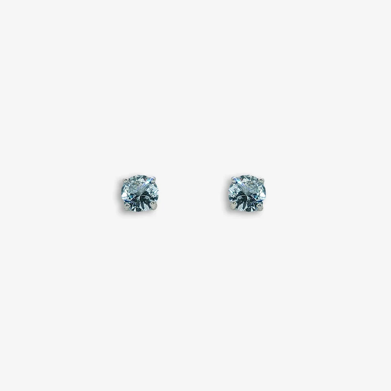 Silver 4-Claw Blue Stone 5mm Stud Earrings