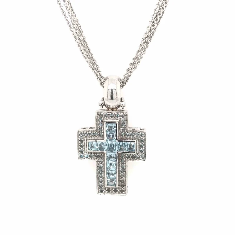Wempe Kette mit Kreuz-Anhänger Weissgold 750 mit Topas