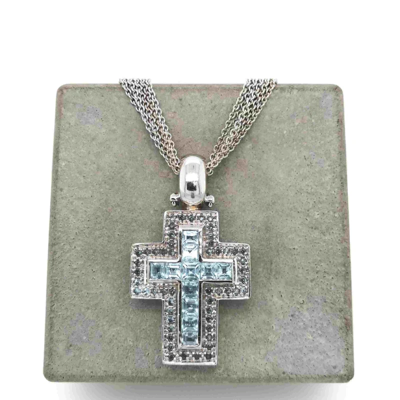 Wempe Kette mit Kreuz-Anhänger Weissgold 750 mit Topas