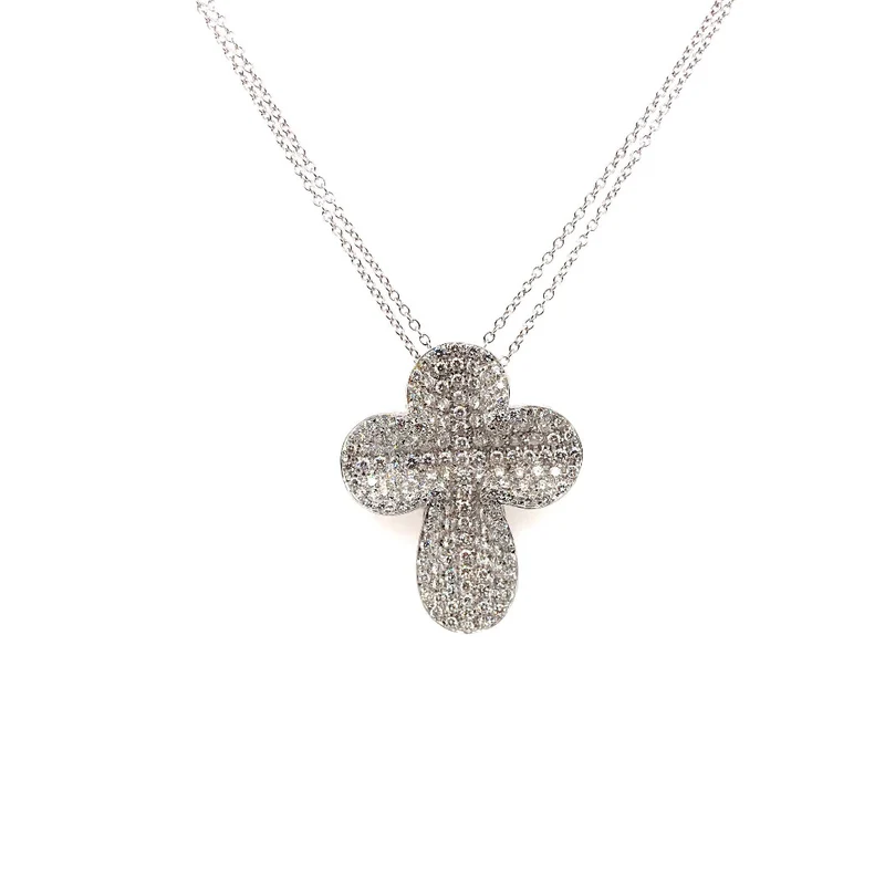 Exklusive Kette mit Kreuz-Anhänger Weissgold 750 mit Brillanten