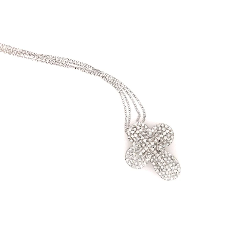Exklusive Kette mit Kreuz-Anhänger Weissgold 750 mit Brillanten