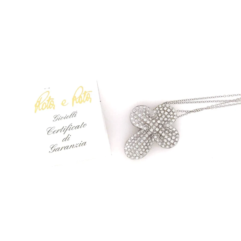 Exklusive Kette mit Kreuz-Anhänger Weissgold 750 mit Brillanten