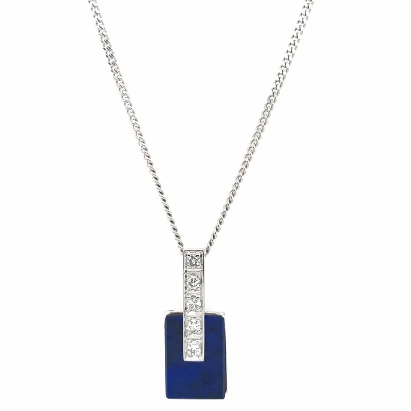 Kette mit Anhänger Weissgold 585 mit Lapislazuli & Brillanten