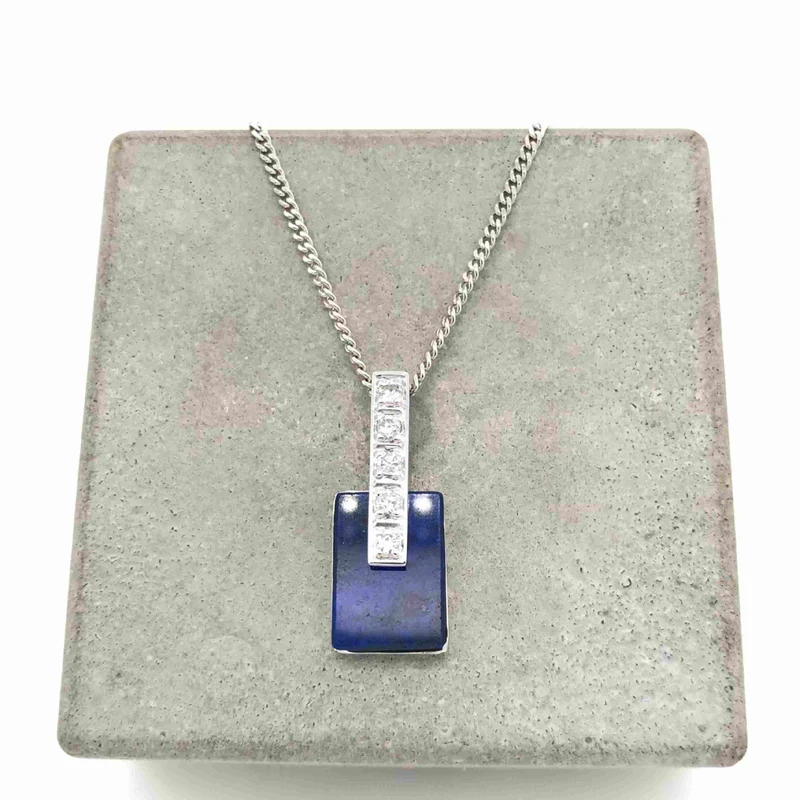Kette mit Anhänger Weissgold 585 mit Lapislazuli & Brillanten