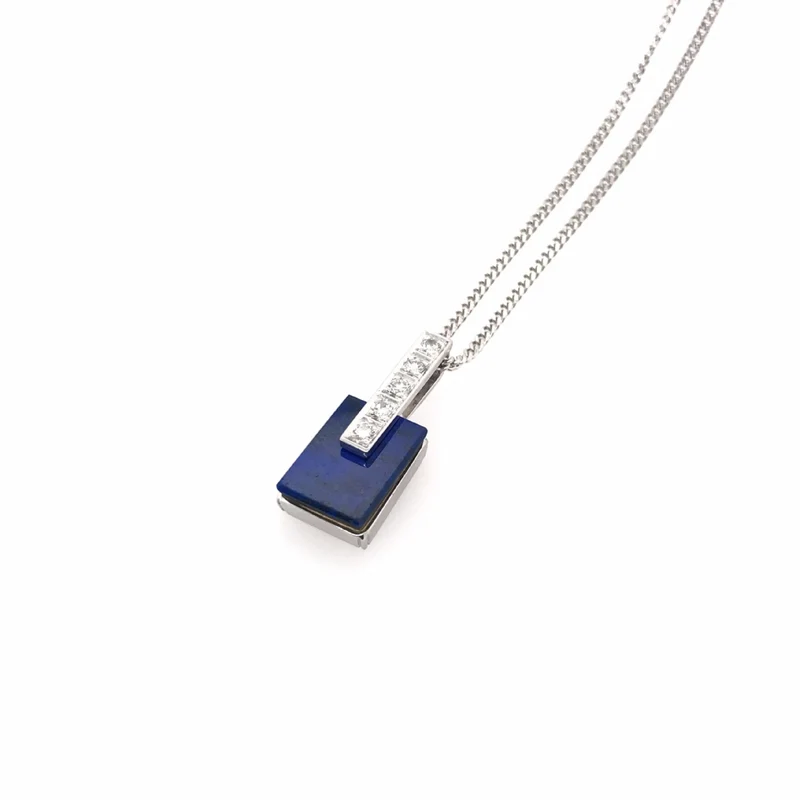 Kette mit Anhänger Weissgold 585 mit Lapislazuli & Brillanten