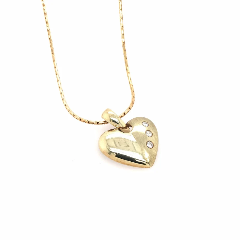 Kette mit Herz-Anhänger Gelbgold 585 mit Brillanten