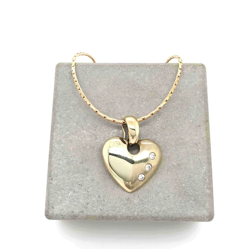 Kette mit Herz-Anhänger Gelbgold 585 mit Brillanten