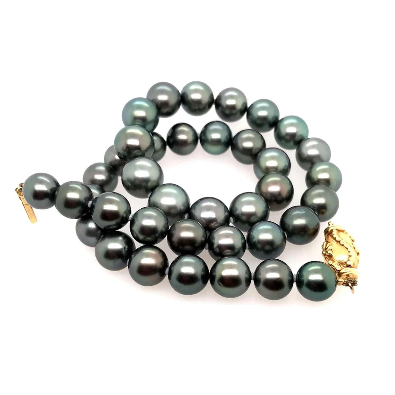 Exklusive Tahitiperlenkette Gelbgold 750