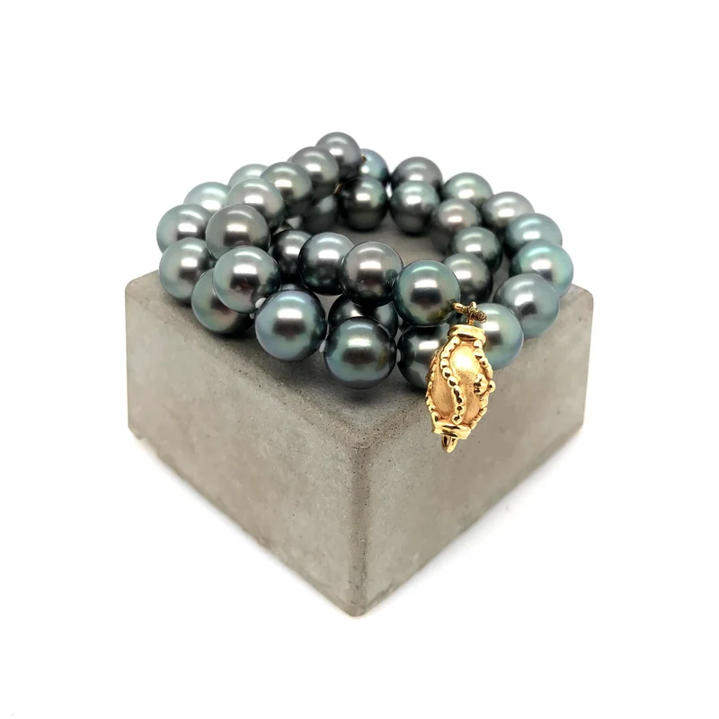 Exklusive Tahitiperlenkette Gelbgold 750