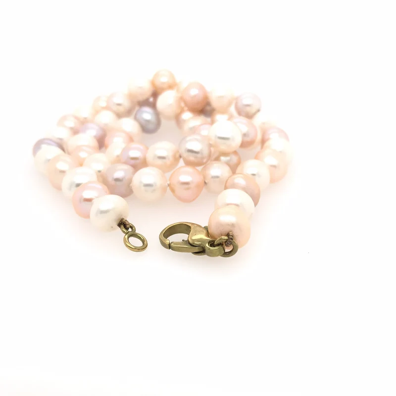 Perlenkette rosatöne Gelbgold 585
