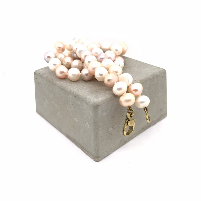 Perlenkette rosatöne Gelbgold 585