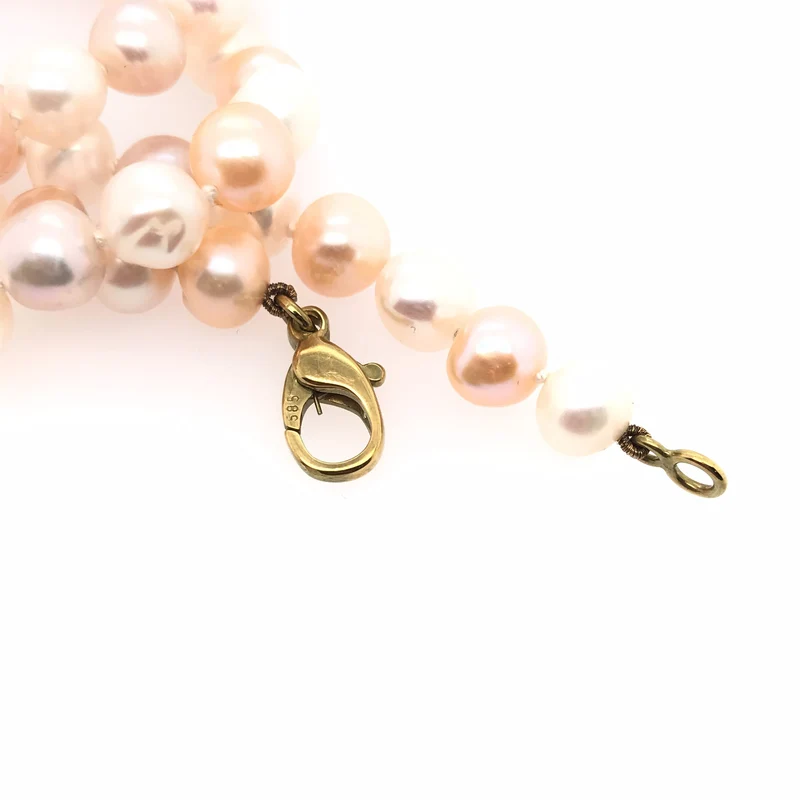 Perlenkette rosatöne Gelbgold 585