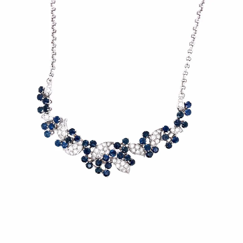 Exklusives Collier Weissgold 750 mit Safiren & Brillanten