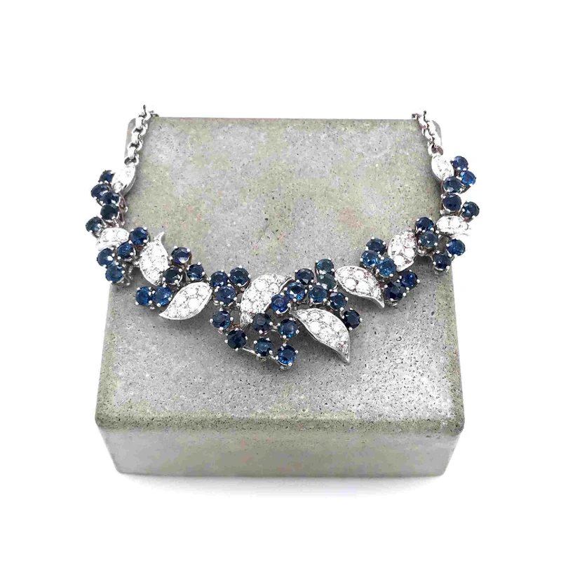 Exklusives Collier Weissgold 750 mit Safiren & Brillanten