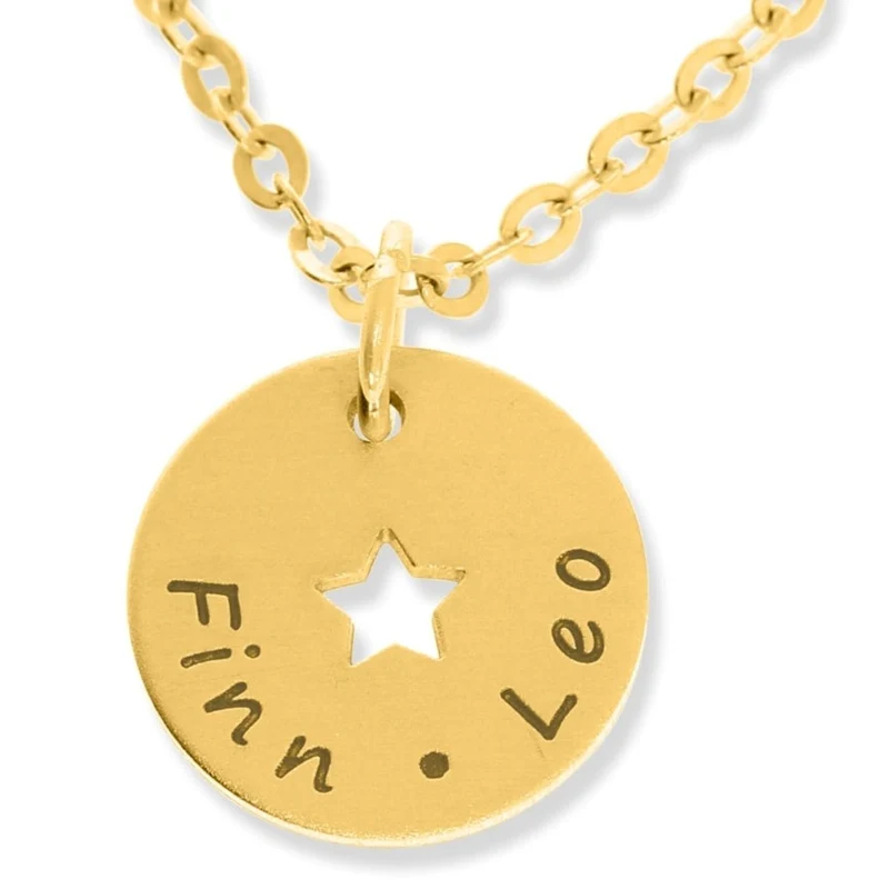 KETTE GRAVUR KINDERNAMEN DAMEN HALSKETTE GOLD STERNENKIND SCHMUCK NAMENSKETTE