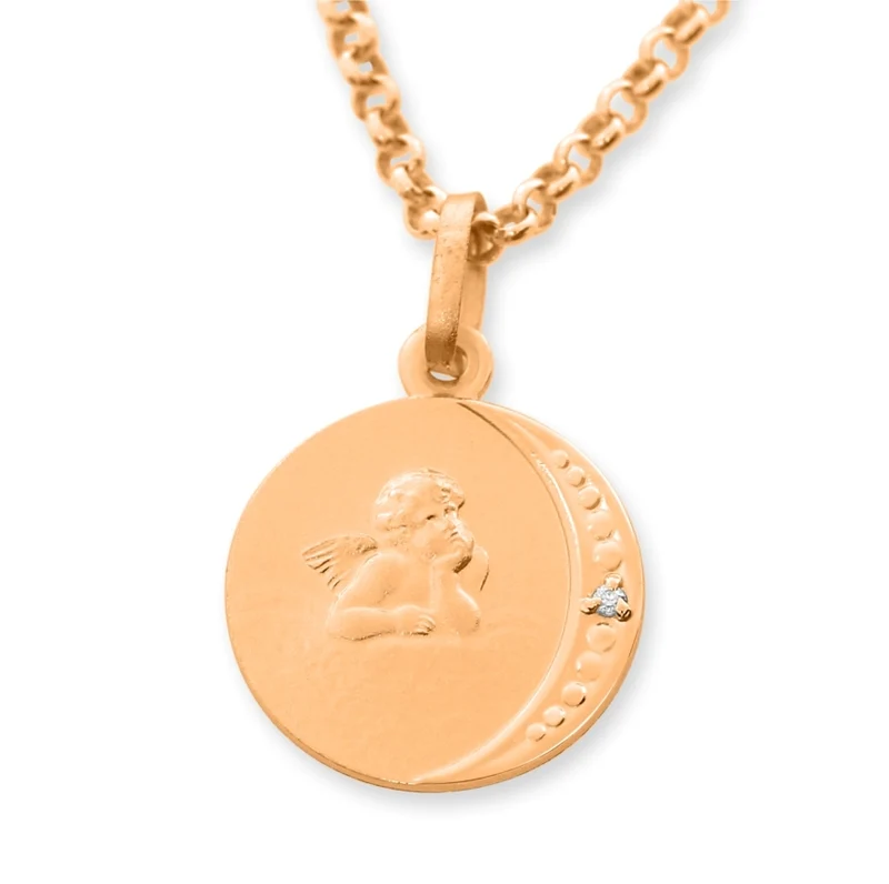 TAUFSCHMUCK MIT DIAMANT, KETTE MIT ENGELMOTIV