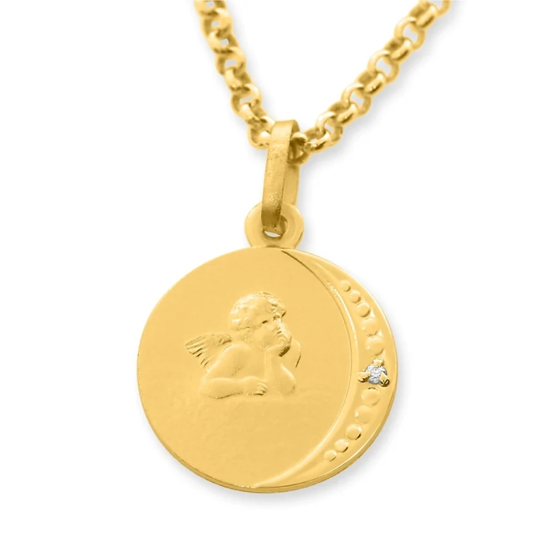 SCHUTZENGEL KETTE VERGOLDET, DIAMANT 0,005ct