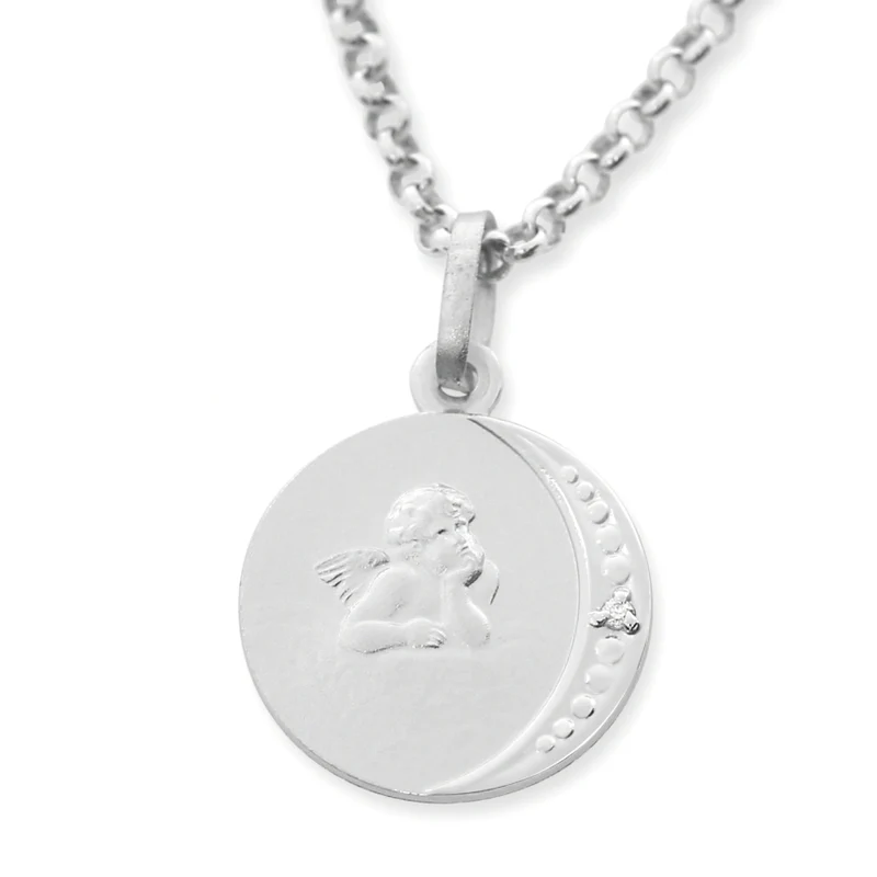 ANHÄNGER ENGEL WOLKE HALBMOND MIT DIAMANT