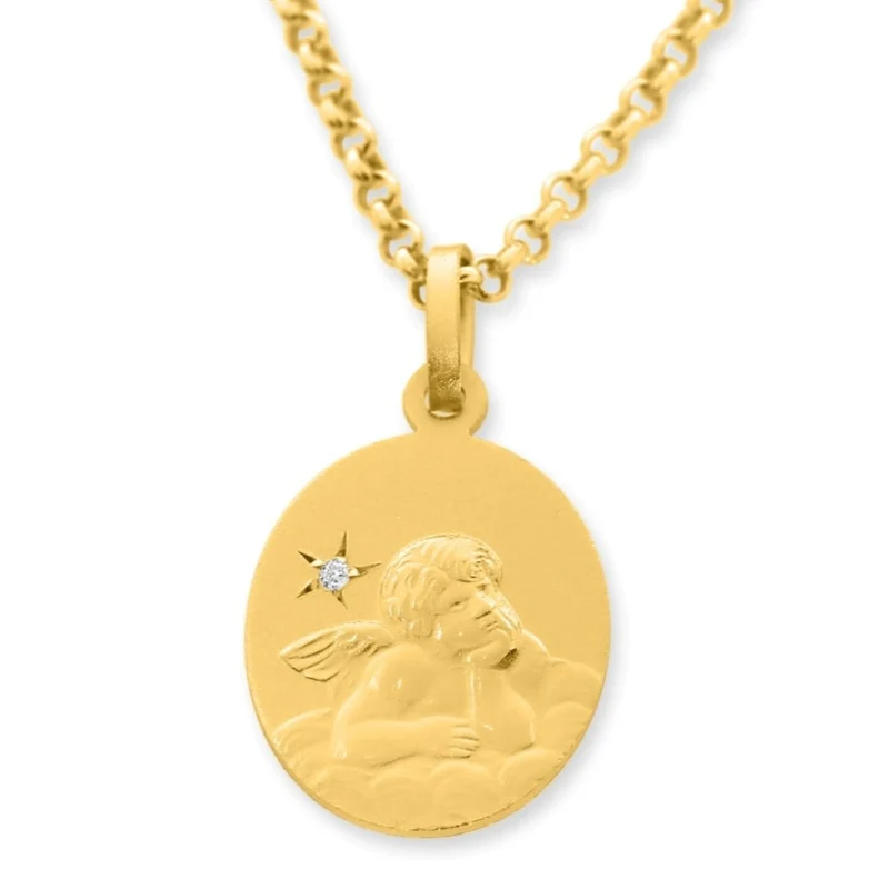 SCHUTZENGEL KETTE VERGOLDET, ANHÄNGER MIT DIAMANT