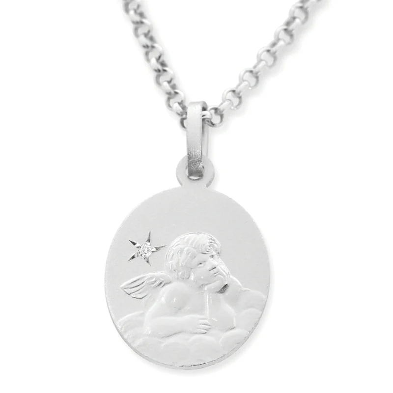 KETTE MIT ENGEL ANHÄNGER AUS 925 SILBER & DIAMANT