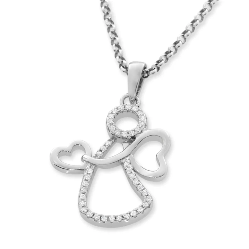 KETTE MIT SCHUTZENGEL 925 STERLING SILBER HALSKETE ENGEL DAMEN SCHMUCK