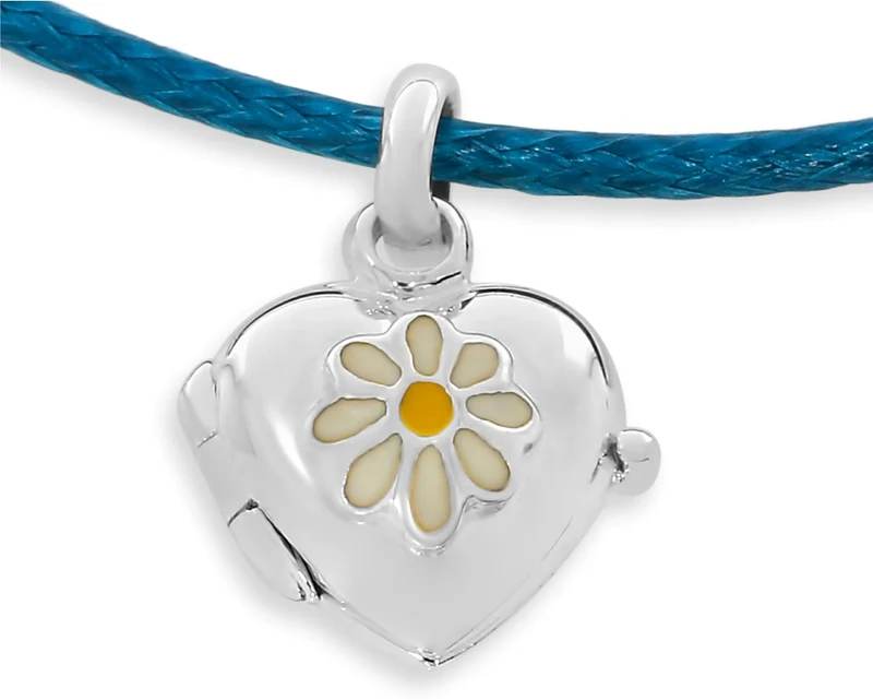 MEDAILLON ANHÄNGER MIT BLUME 925 SILBER FÜR KINDER