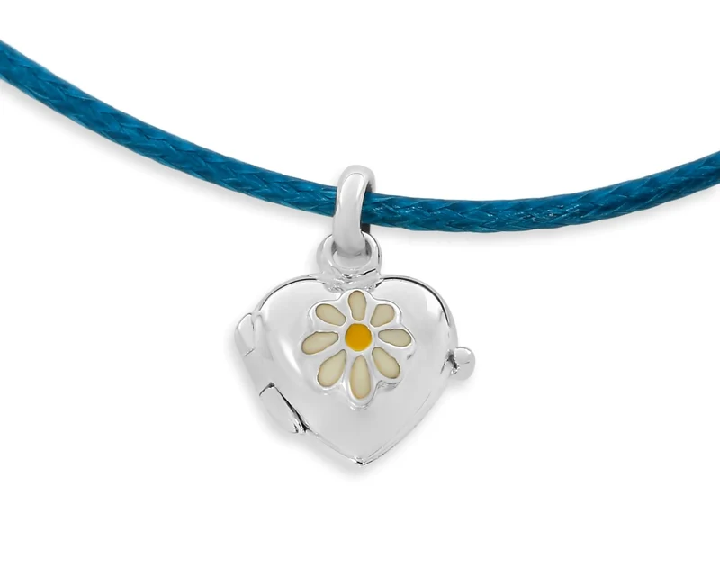 MEDAILLON ANHÄNGER MIT BLUME 925 SILBER FÜR KINDER