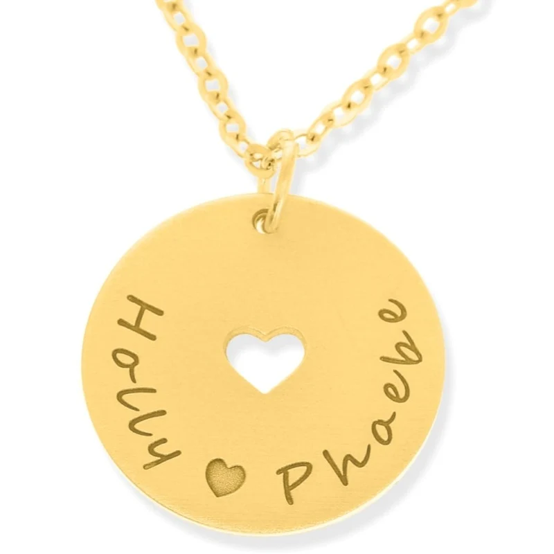 NAMENKETTE MIT HERZ FAMILIENKETTE GOLD DAMENSCHMUCK HALSKETTE DAMEN GRAVUR
