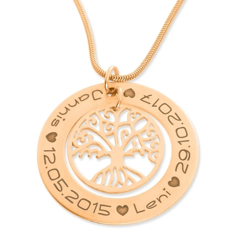 DAMENSCHMUCK MIT GRAVUR KETTE MIT NAMEN DAMEN HALSKETTE LEBENSBAUM GESCHENK OMA