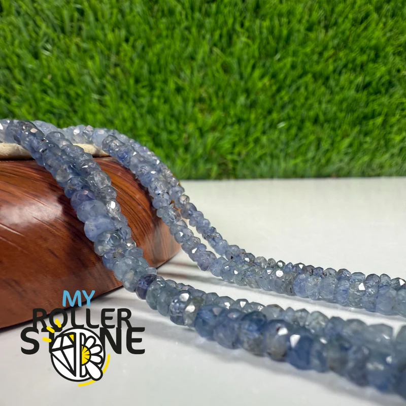 Facettierte burmesische blaue Saphirperlen – Rondelle-Form