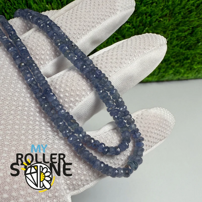 Facettierte burmesische blaue Saphirperlen – Rondelle-Form